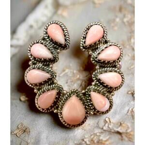 HUGE! Pink Conch Naja Sterling Silver Ring Size 10